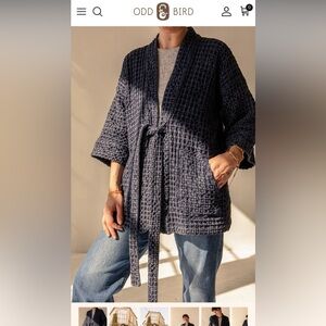 Navy Oddbird Temel Jacket with Turkish Towel Weave